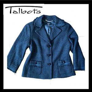 Talbots Tweed Beaded Fringed Jacket Blazer sz:8